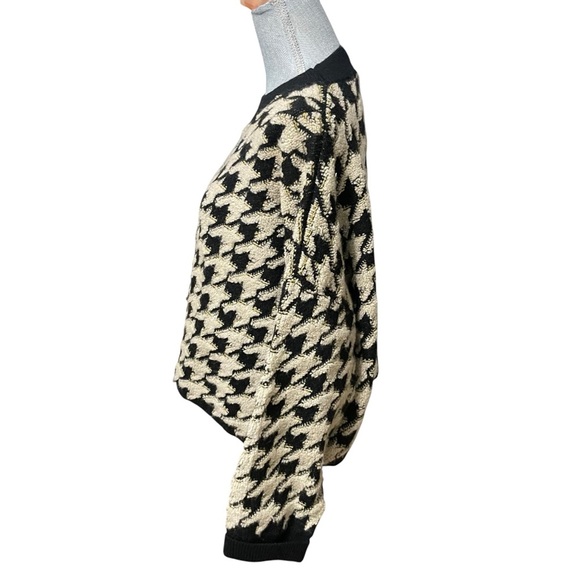 Max Studio Black Beige Houndstooth Knit Sweater Size Large - Picture 5 of 15